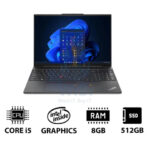 Lenovo ThinkPad Generation - 16.0-inch WUXGA / i5 8GB RAM 512GB NVMe SSD (M.2) / Windows 11 Pro (English) 1-year Lenovo warranty 0.6-inch Casual Toploader