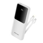 Vention Power Bank 10000mAh (Micro-USB + USB-C + USB-A + USB-A) with Built-in USB-C and Lightning Cables 22.5W (White)