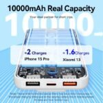 Vention Power Bank 10000mAh (Micro-USB + USB-C + USB-A + USB-A) with Built-in USB-C and Lightning Cables 22.5W (White) - Image 6