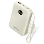 Vention Power Bank 10000mAh (USB-C + USB-C/USB-C/USB-A) with Built-in USB-C to USB-C Cable 22.5W (Beige)
