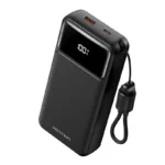 Vention Power Bank 20000mAh (Micro-USB + USB-C + USB-A + USB-A) with Built-in USB-C and Lightning Cables 22.5W - Black