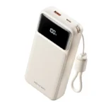 Vention Power Bank 20000mAh (Micro-USB + USB-C + USB-A + USB-A) with Built-in USB-C and Lightning Cables 22.5W - White