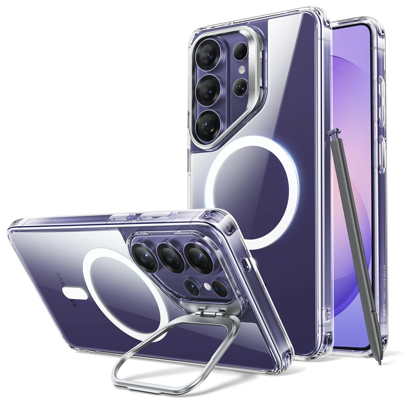 Galaxy-S26-Ultra-Classic-Hybrid-Magnetic-Case-_Stash-Stand_-Clear-ESR-236647362 ESR Galaxy S26 Ultra Classic Hybrid Case - Image 1