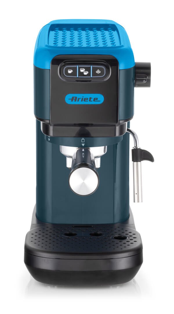 macchina-caffe-blu-frontale-9df53337ca0b7fd97f0353a1e9a15092 Ariete Espresso Coffee Machine, Blue - MOD1399.16 - Image 1