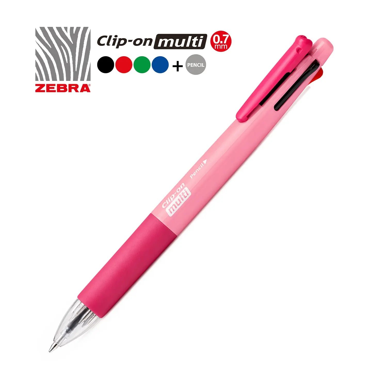 417848503956a62a7db5114f2_80082620_c_ffffff-fefefe-fffffd.jpg Zebra Clip-On Multi Gradation 4-in-1 Pen - Pink - Image 1
