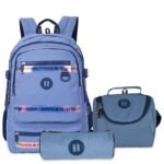 Pause Backpack Bag 18 With Pencil case & Lunch Bag - Blue