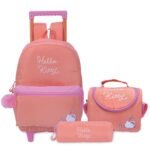 Trolley Bag 16 With Pencil case & Lunch Bag - Hello Kitty Peach