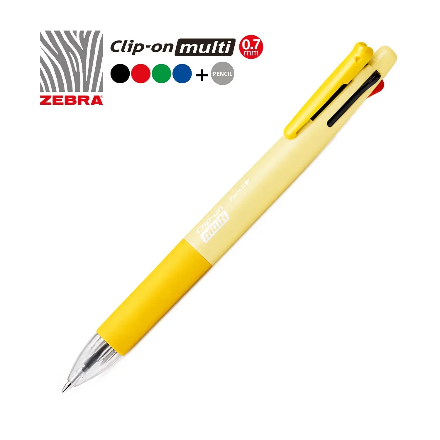 617848504216a62a7f5615617_21389303_c_ffffff-fefefe-fffffd.jpg Zebra Clip-On Multi Gradation 4-in-1 Pen - Yellow - Image 1