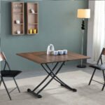 Height-Adjustable Folding Table – Dark Walnut - Image 3